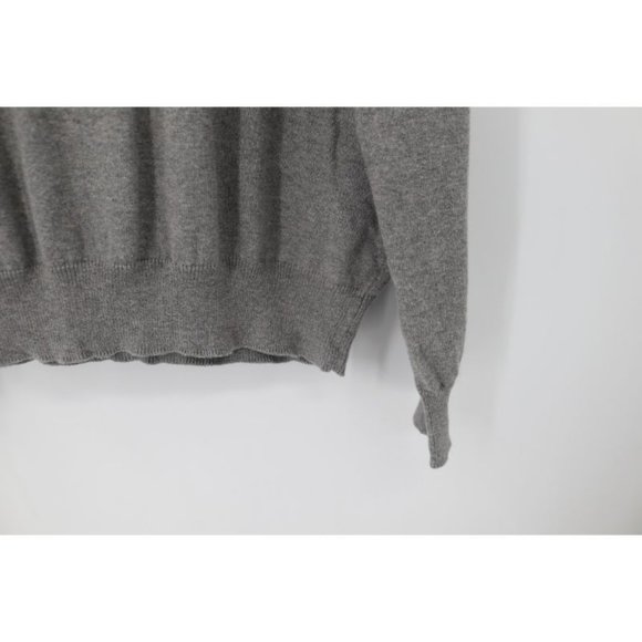 J Crew sweater Mens XL V Neck Long Sleeve Knit Cotton Cashmere Gray pullover - Picture 3 of 7
